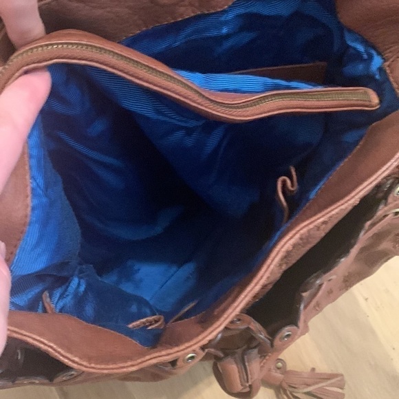 ISABELLA Fiore Brown Leather Embroidered Satchel Crossbody Shoulder Bag Purse - Picture 12 of 16